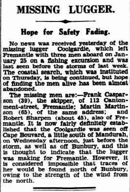 News Clipping: Missing Lugger